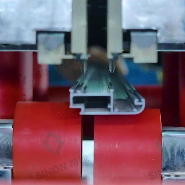 6 Axis CNC Thearmal Break Aluminum Profile Knurling Machine With Strip Insertion factory